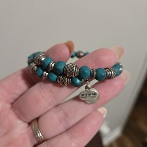 Alex & Ani Vintage 66 Collection Teal and Silver Wrap Bracelet